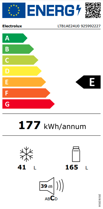 ELECTROLUX LTB1AE24U0 vrijstaande koel-/vriescombinatie - 144cm