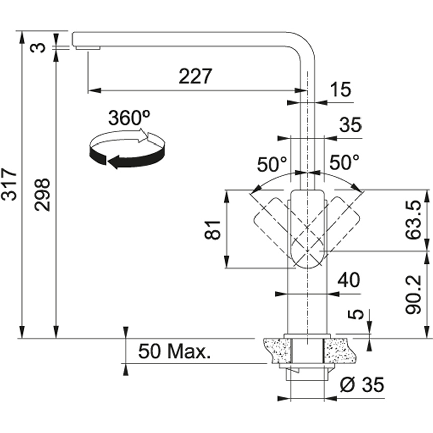 FRANKE 301869 MYTHOS ééngreepsmengkraan - keuken