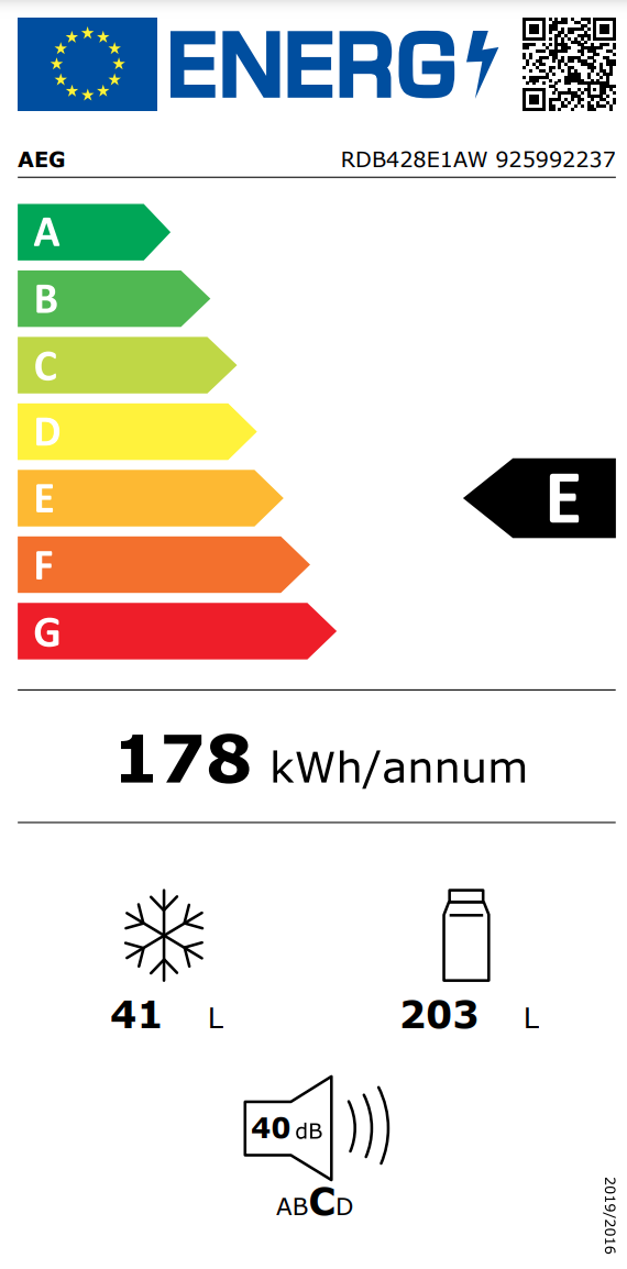 AEG RDB428E1AW 5000 vrijstaande koel-/vriescombinatie - 161cm