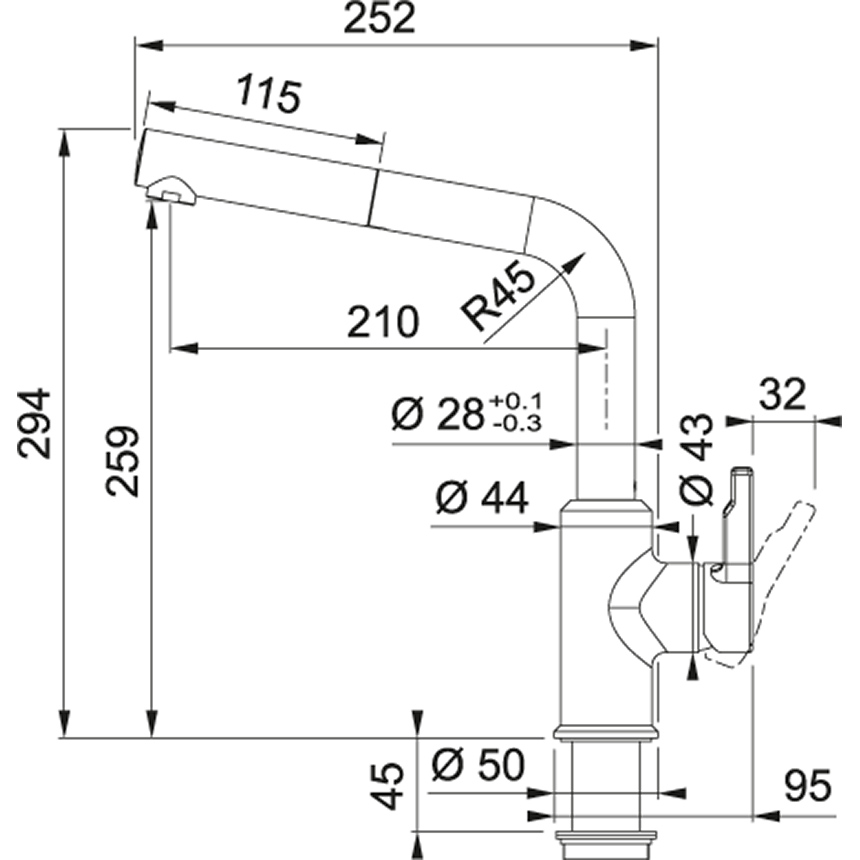 FRANKE 301918 URBAN ééngreepsmengkraan - keuken