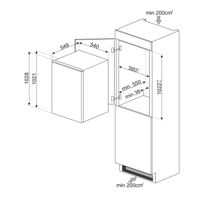 SMEG S4C102E koelkast met vriesvak - 102cm