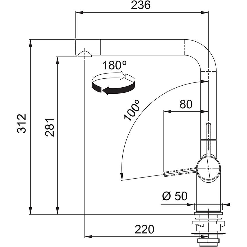 FRANKE 301013 ACTIVE ééngreepsmengkraan - keuken