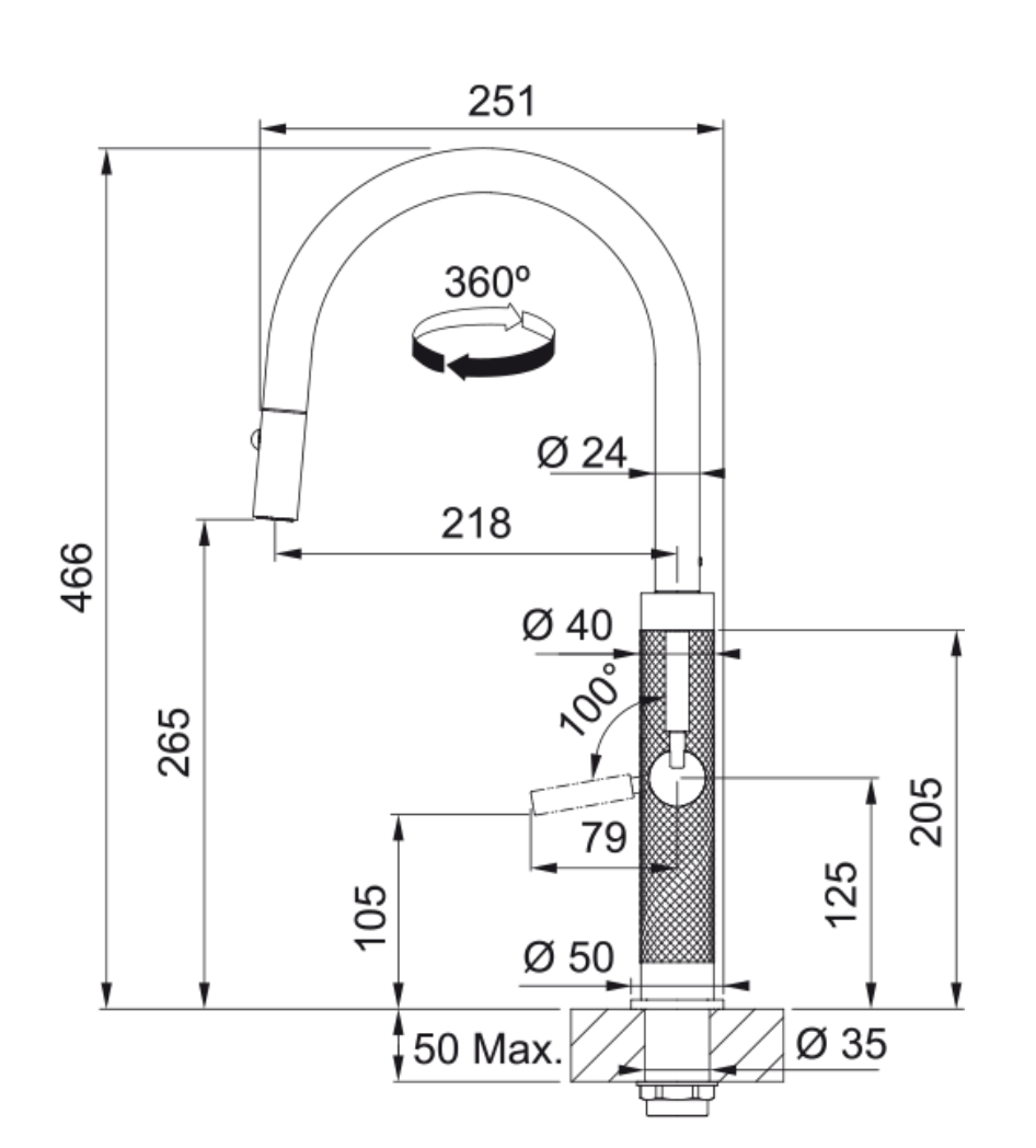 FRANKE 301051 MYTHOS ééngreepsmengkraan