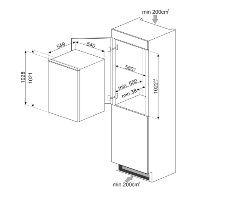 SMEG S4C102F0 koelkast met vriesvak  - 102cm