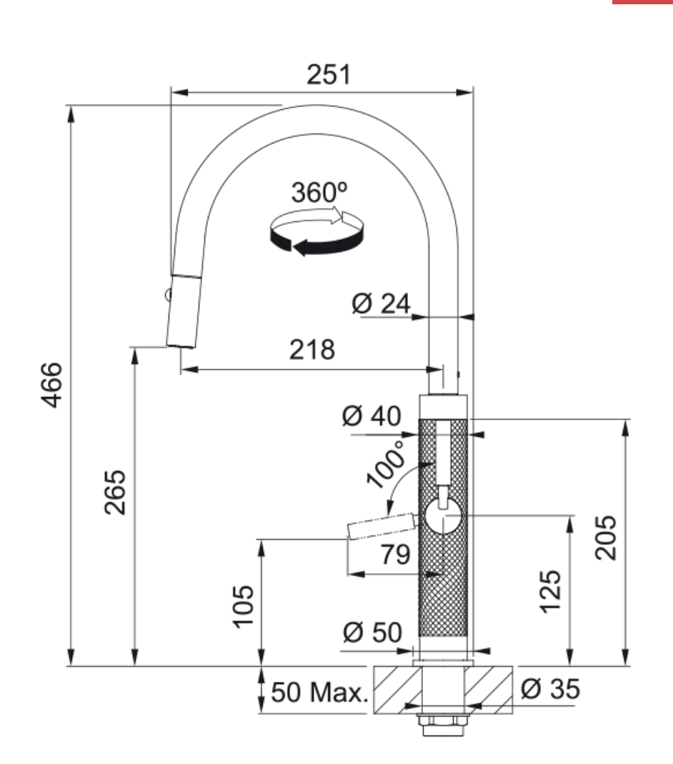 FRANKE 301050 MYTHOS ééngreepsmengkraan