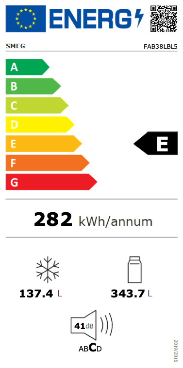 SMEG FAB38LBL5 vrijstaande koel-/vriescombinatie - 205cm