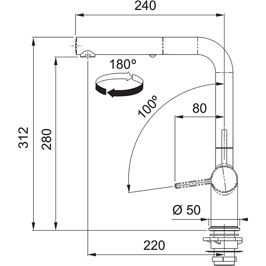 FRANKE 301008 ACTIVE ééngreepsmengkraan - keuken