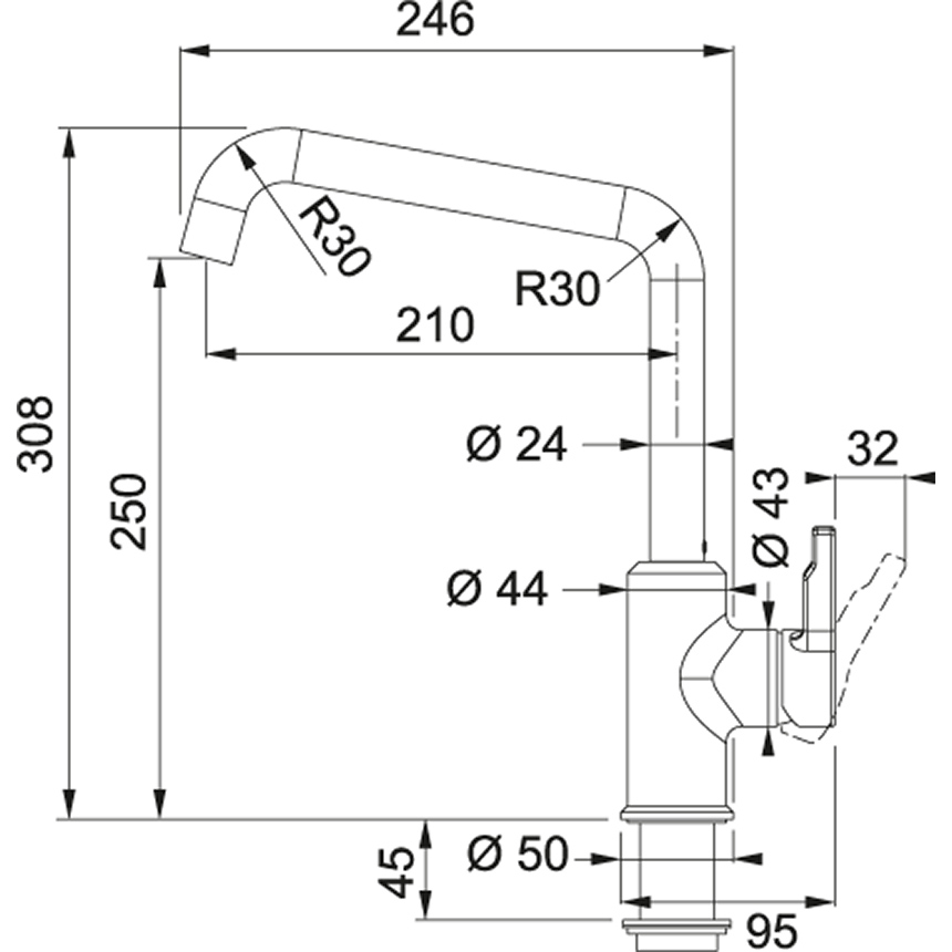 FRANKE 301920 URBAN ééngreepsmengkraan - keuken